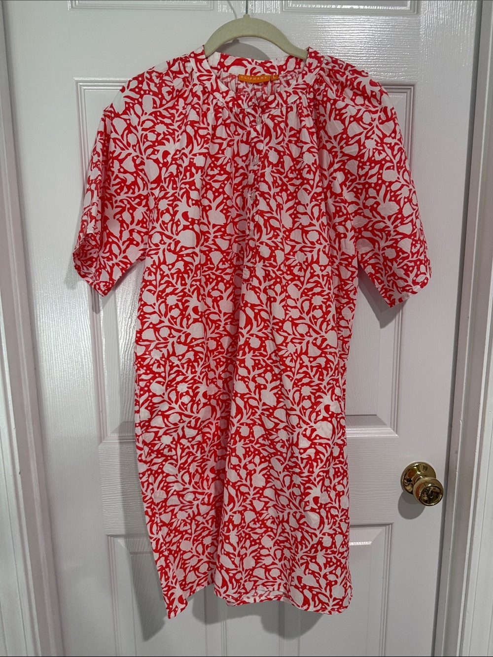 Oliphant Orange and White Floral Short-Sleeve Dress